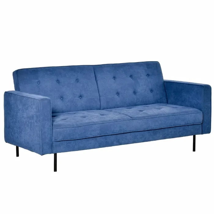 Divano Letto 3 Posti 187x91x85 cm in Tessuto Blu