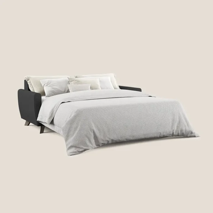 Divano Letto 3 Posti 188x97x96 cm in Tessuto Nero - immagine 2