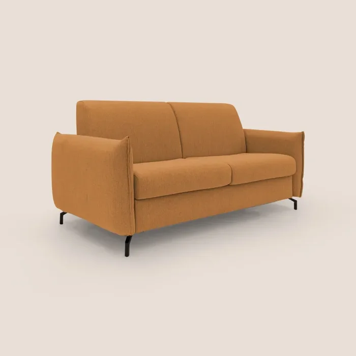 Divano Letto 3 Posti 195x95x96 cm in Tessuto Arancio Moda