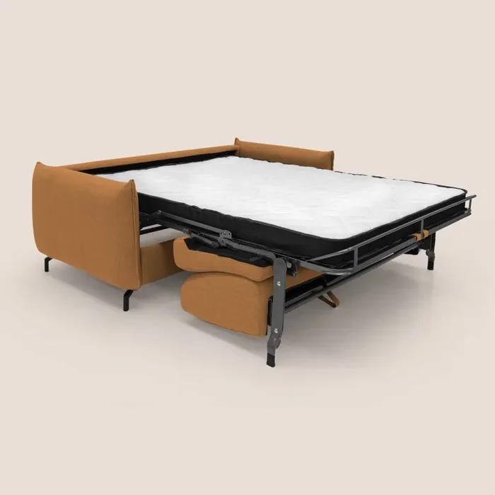 Divano Letto 3 Posti 195x95x96 cm in Tessuto Arancio Moda - immagine 2