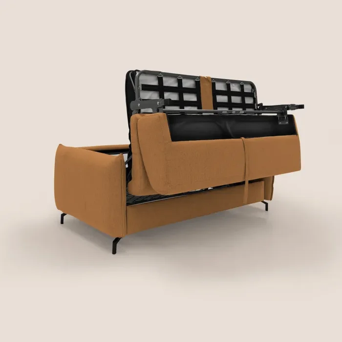 Divano Letto 3 Posti 195x95x96 cm in Tessuto Arancio Moda - immagine 3