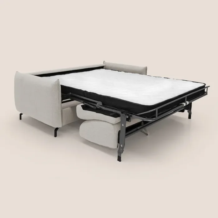 Divano Letto 3 Posti 195x95x96 cm in Tessuto Panna - immagine 2