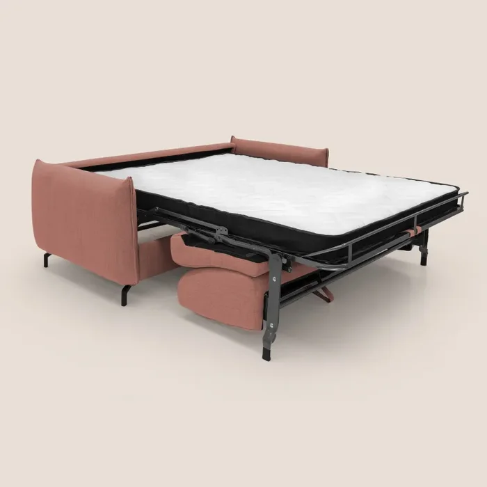 Divano Letto 3 Posti 195x95x96 cm in Tessuto Salmone - immagine 2
