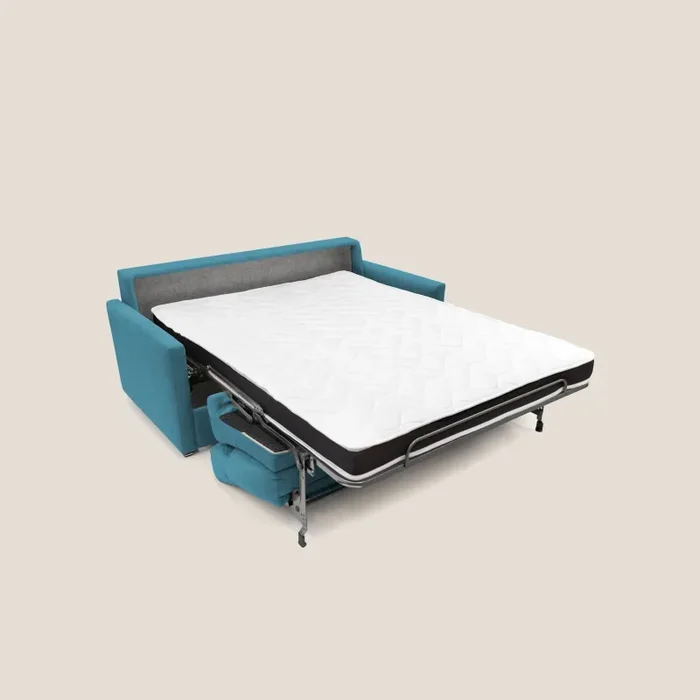 Divano Letto 3 Posti 196x102x97 cm in Tessuto Azzurro - immagine 2