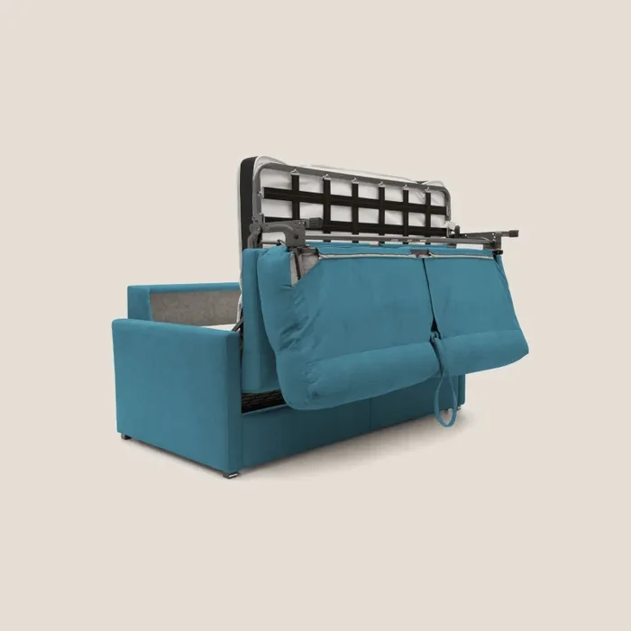 Divano Letto 3 Posti 196x102x97 cm in Tessuto Azzurro - immagine 3