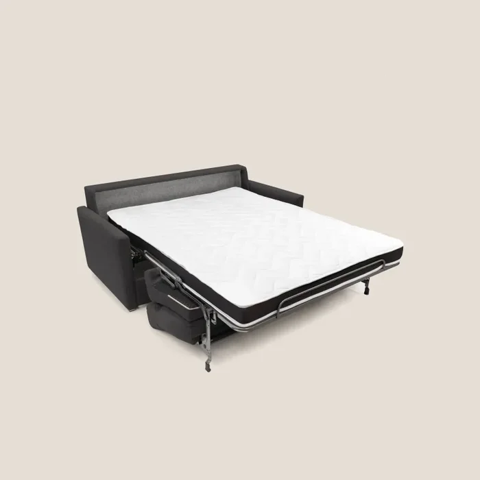 Divano Letto 3 Posti 196x102x97 cm in Tessuto Nero - immagine 2