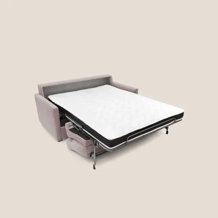 Divano Letto 3 Posti 196x102x97 cm in Tessuto Rosa - immagine 2