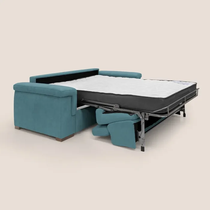 Divano Letto 3 Posti 200x100x95 cm in Tessuto Azzurro - immagine 2