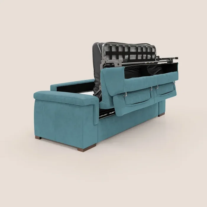 Divano Letto 3 Posti 200x100x95 cm in Tessuto Azzurro - immagine 3