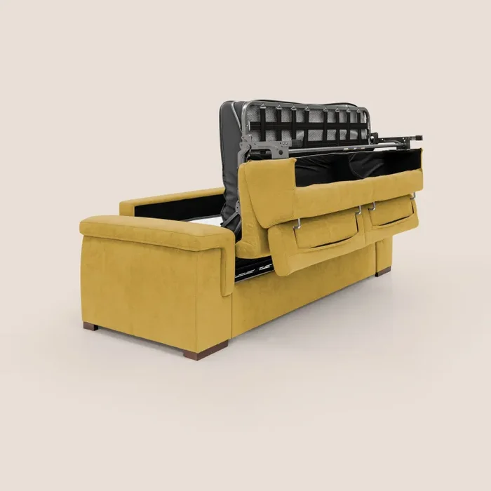 Divano Letto 3 Posti 200x100x95 cm in Tessuto Giallo - immagine 3