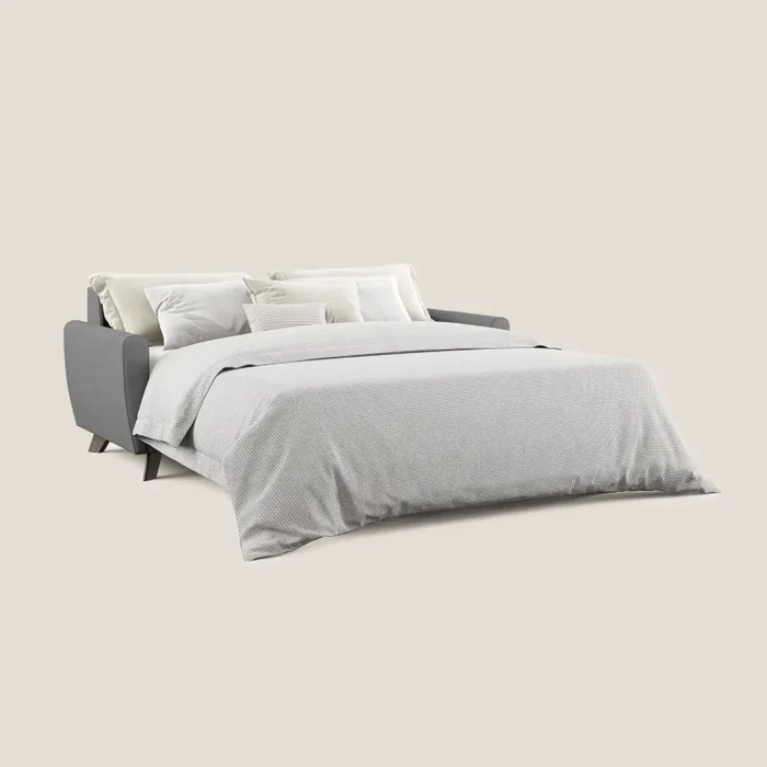 Divano Letto 3 Posti 208x97x96 cm in Tessuto Grigio - immagine 2
