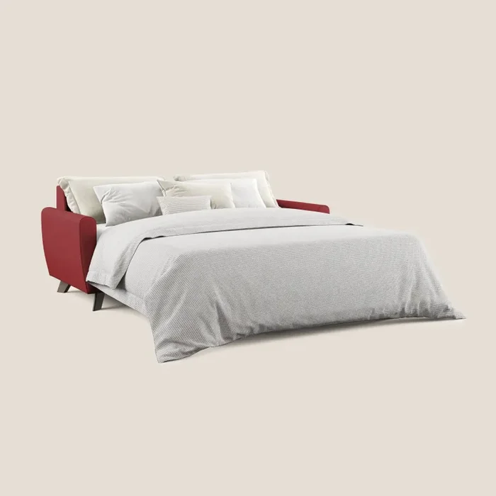 Divano Letto 3 Posti 208x97x96 cm in Tessuto Rosso - immagine 2