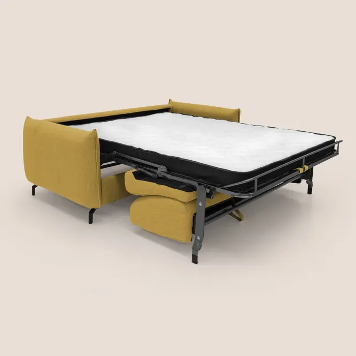 Divano Letto 3 Posti 215x95x96 cm in Tessuto Giallo - immagine 2