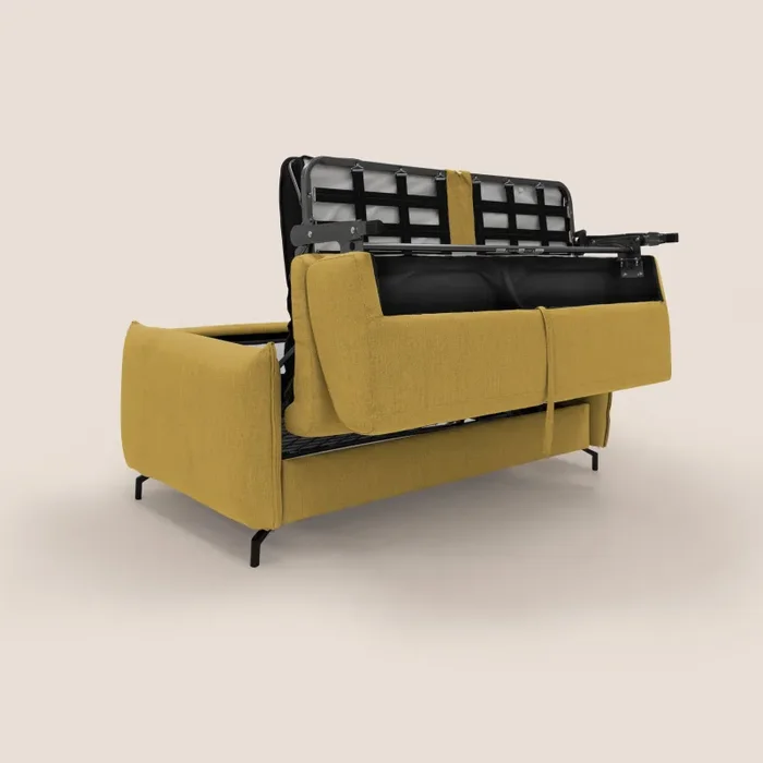 Divano Letto 3 Posti 215x95x96 cm in Tessuto Giallo - immagine 3