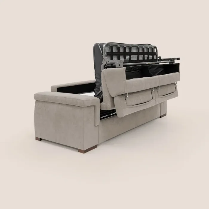 Divano Letto 3 Posti 240x100x95 cm in Tessuto Beige - immagine 3