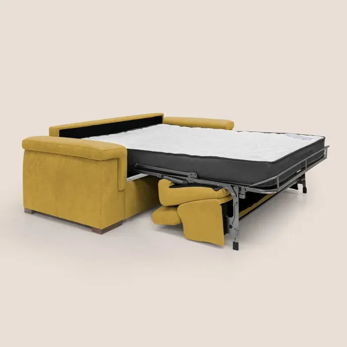 Divano Letto 3 Posti 240x100x95 cm in Tessuto Giallo - immagine 2