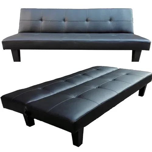 Divano Letto 3 Posti Reclinabile Divanoletto Prontletto in Similpelle Nero Vendita calda