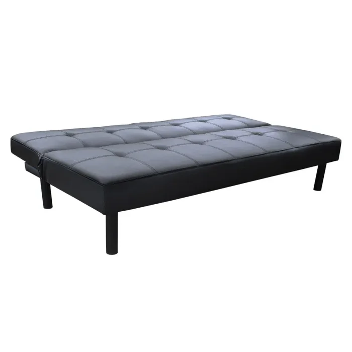 Divano Letto 3 Posti Reclinabile in Similpelle Nero 178x75x72 cm