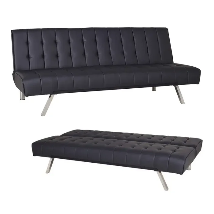 Divano Letto Prontoletto Click Clack Rivestimento in Similpelle Nero Darrel