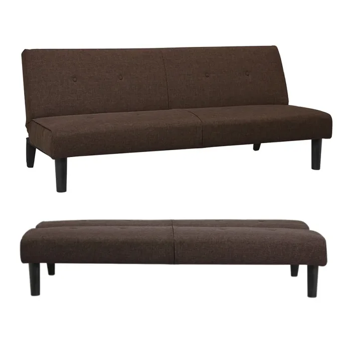 Divano Letto Prontoletto Click Clack Rivestimento in Tessuto Marrone Oliver - immagine 2