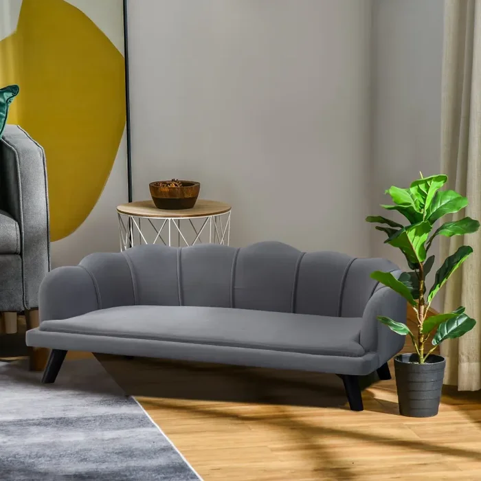 Divano per Cani Taglia Medio-Grande 98,5×60,5Px35 cm in tessuto Grigio - immagine 2