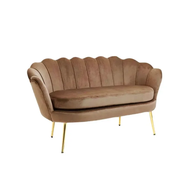 Divano salotto 122x73x78 cm 2 Posti in Velluto Seduta a Conchiglia Lola Marrone Vendita calda online - immagine 2