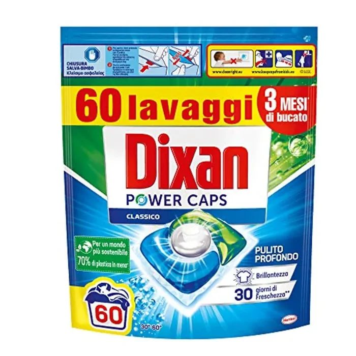 Dixan Powercaps, Detersivo Lavatrice Predosato In Capsule, confezione da 60 capsule (lavaggi) – 900 g Saldi
