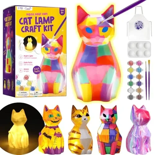 DIY-LAOESE Kit Lampada Gatto 3D Set Pittura Giocattolo Bambini, Giochi Creativi bambina 6 7 8-12 Anni, Creativi Gadget Compleanno Cat bambini, Idee Regalo Bambina 3 4 5 6 7 8 9 10 11 12+ Anni
