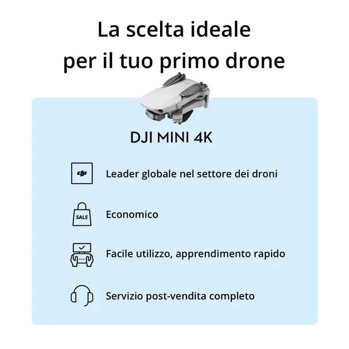 DJI Mini 4K, drone per adulti, fotocamera 4K HD, meno di 249 g, stabilizzatore 3 assi, trasmissione video 10 km, return automatico, resistenza al vento, 31 min di volo, C0, volo - immagine 3