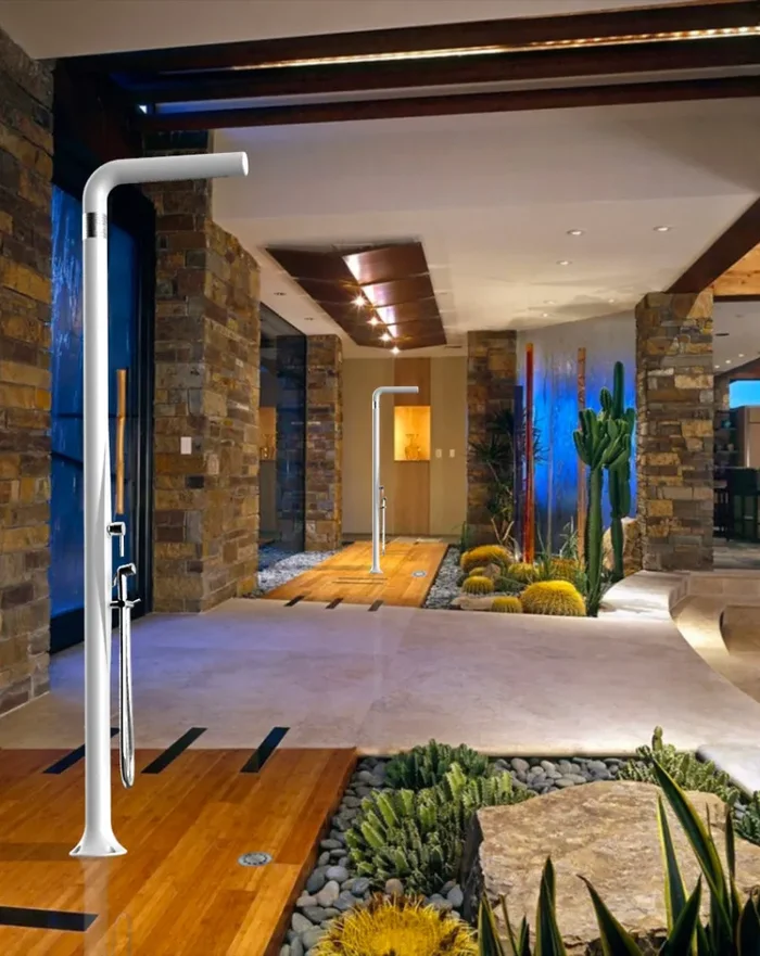 Doccia da Esterno Giardino Miscelatore Deviatore e Doccetta Mobile Arkema Funny Yang Top Line Perla Vendita online - immagine 3