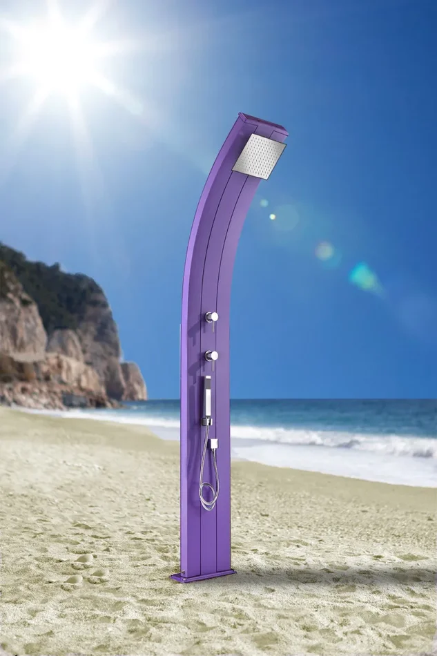 Doccia da Esterno Giardino Miscelatore e Doccetta Mobile Arkema Dada Fascia Inox Champagne Bronze - immagine 2