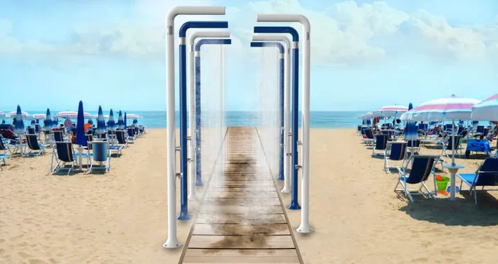 Doccia da Esterno Giardino Miscelatore e Lavapiedi Arkema Funny Yang Verde Chiaro - immagine 2