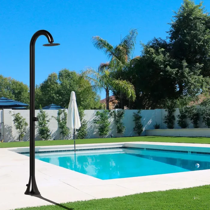 Doccia da Giardino ad Acqua Fredda in Acciaio Inox Soffione Rotondo Sined Luna TMP Nero In saldo