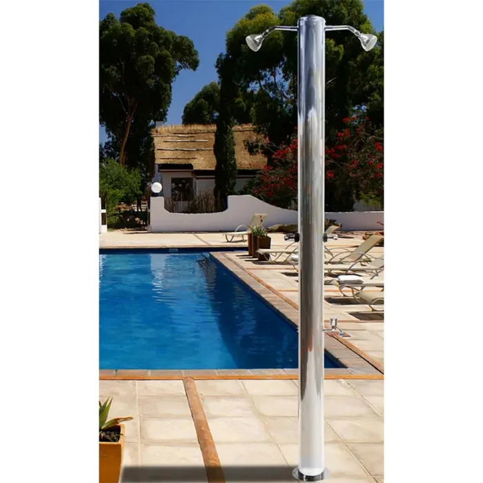 Doccia da Giardino Doppia 2 Rubinetti e Lavapiedi ATI Docce MUL-2R Inox Anodizzato - immagine 2