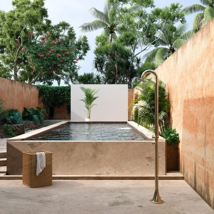 Doccia da Giardino in Acciaio Inox con Miscelatore e Doccino Sined Luna D Oro - immagine 2