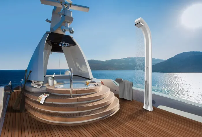 Doccia da Giardino Miscelatore e Doccetta Arkema Spring Plus Fascia Inox Blu - immagine 2