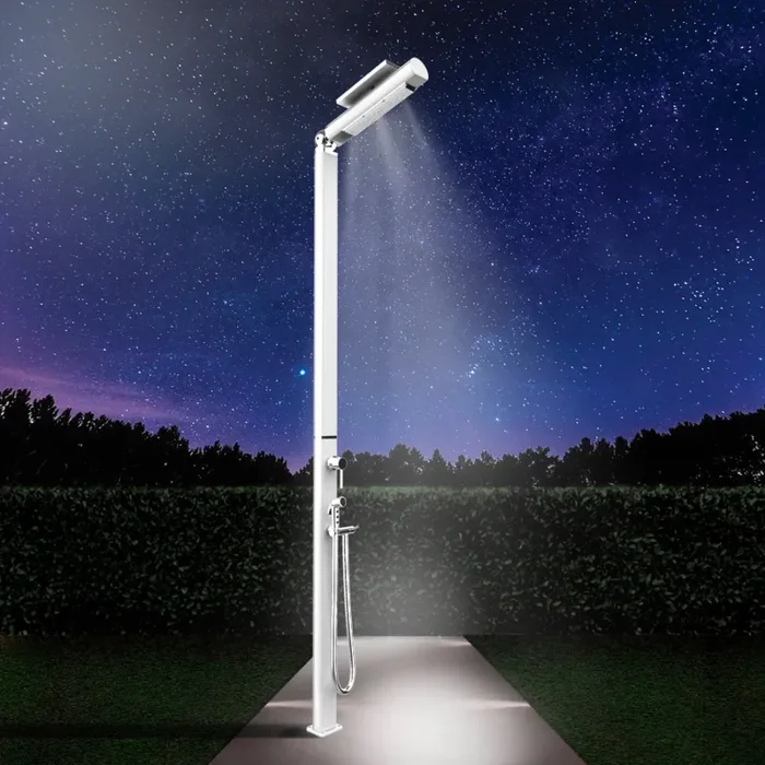 Doccia da Giardino Miscelatore e Doccetta Mobile con LED Arkema Quick Ottanio Lucido Metallizzato - immagine 3