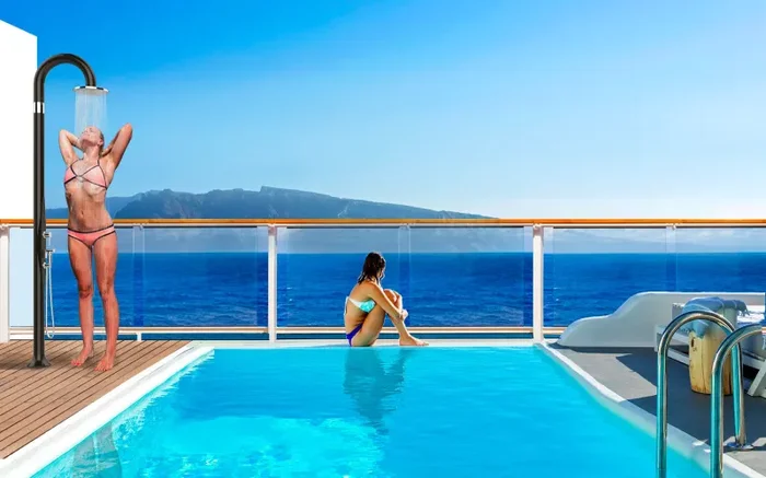 Doccia da Giardino Miscelatore Soffione e Doccetta Arkema Funny Yin Top Line Perla Nera Online ora - immagine 2