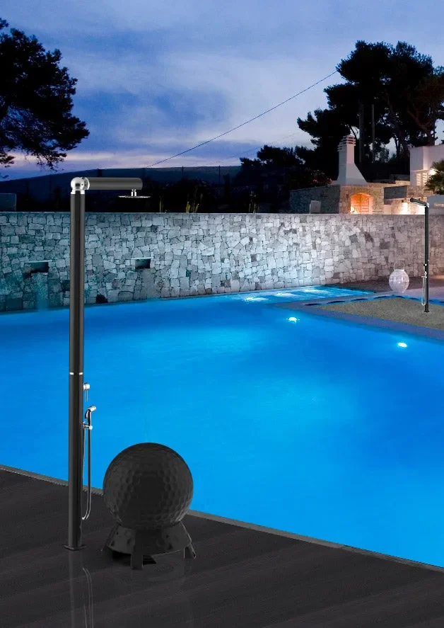 Doccia da Giardino Miscelatore Soffione e Doccetta Mobile Quick Alluminio Satinato - immagine 3