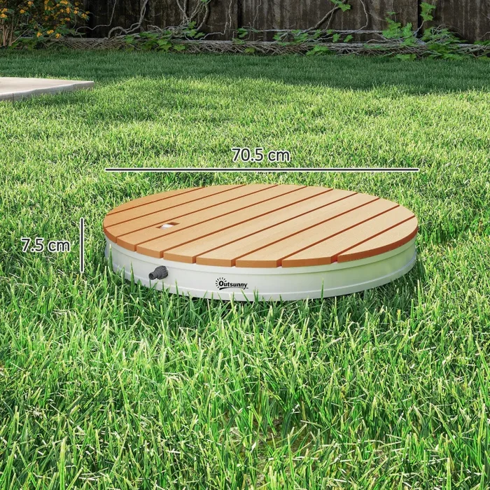 Doccia da Giardino Portatile Ø70,5×7,5 cm Getti d’Acqua Regolabili fino a 4 m in Polistirene Effetto Legno Vendita calda online - immagine 3