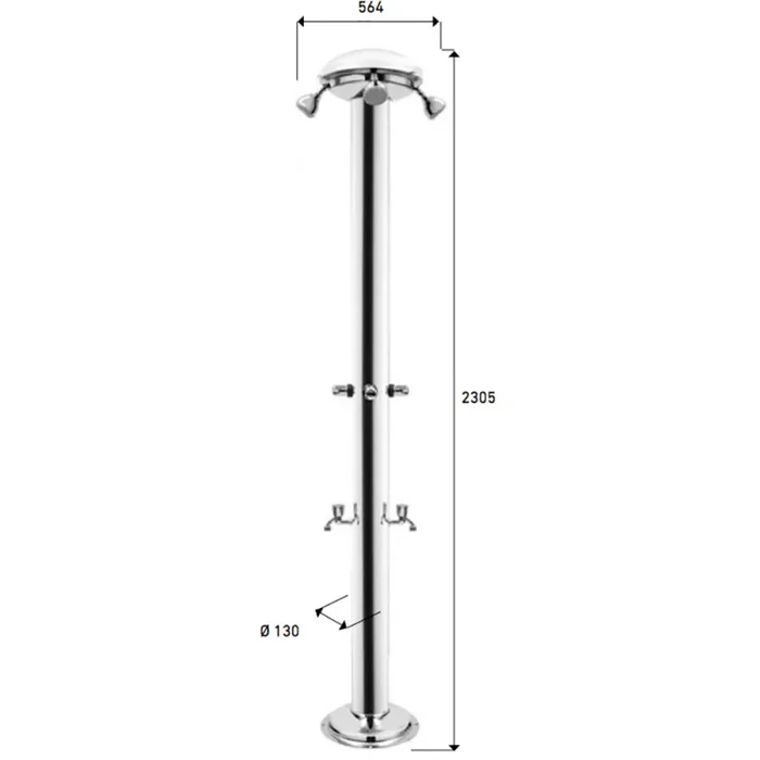 Doccia da Giardino Quadrupla 4 Temporizzatori e 2 Lavapiedi ATI Docce MUL-4P Inox Anodizzato - immagine 3