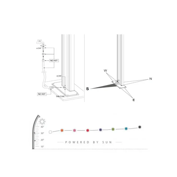 Doccia Solare da Esterno Giardino 25L Miscelatore Temporizzato Arkema Jolly Vari Colori - immagine 3