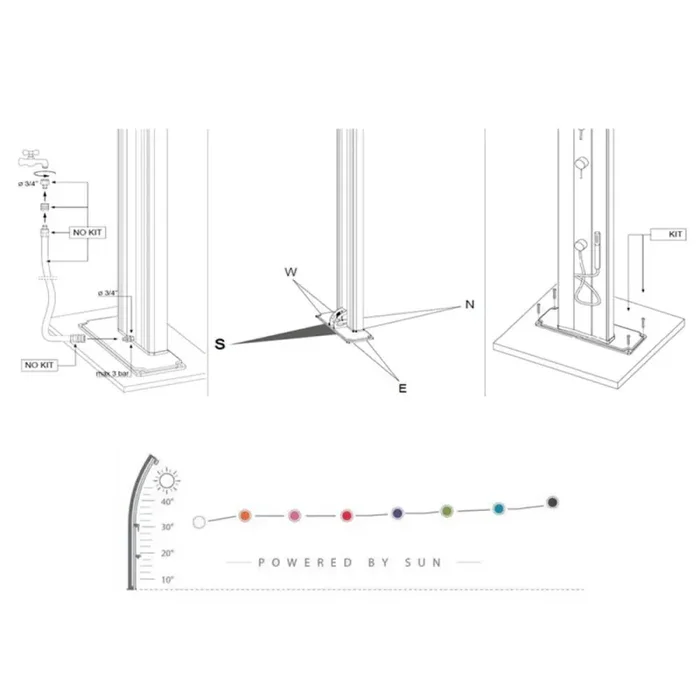Doccia Solare da Esterno Giardino 25L Miscelatore Temporizzato e Lavapiedi Arkema Jolly Vari Colori - immagine 2