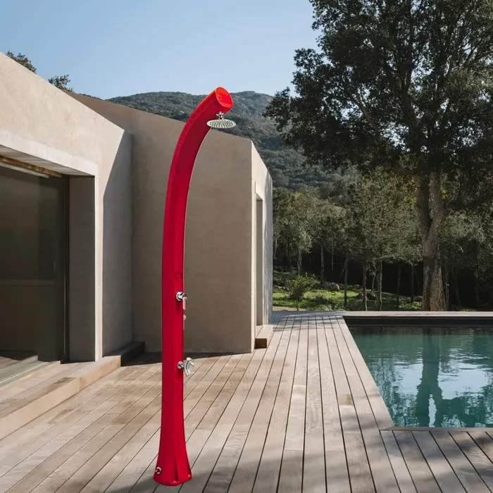 Doccia Solare da Esterno Giardino 26L Miscelatore e Lavapiedi Arkema New Happy Antracite - immagine 2