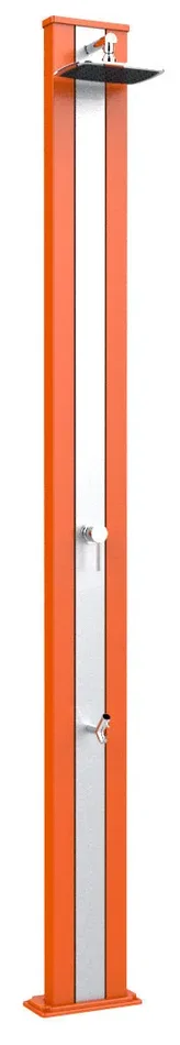 Doccia Solare da Esterno Giardino 30L Miscelatore e Lavapiedi Arkema Spring S Fascia Inox Arancio Sconti