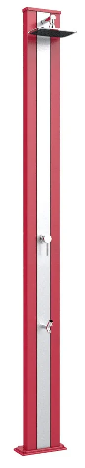 Doccia Solare da Esterno Giardino 30L Miscelatore e Lavapiedi Arkema Spring S Fascia Inox Cherry Sconti