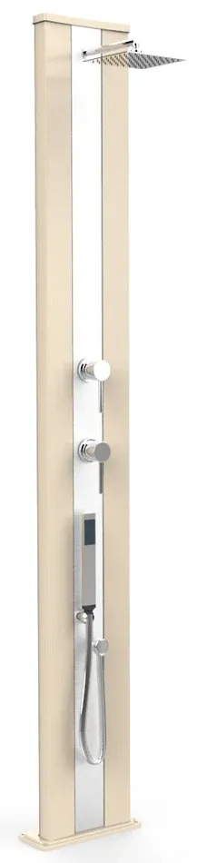 Doccia Solare da Esterno Giardino 40L Miscelatore e Doccetta Mobile Arkema Dada S Fascia Inox Bianco