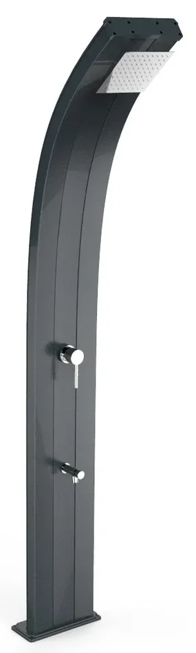 Doccia Solare da Esterno Giardino 40L Miscelatore e Lavapiedi Arkema Dada Grigio Antracite - immagine 2