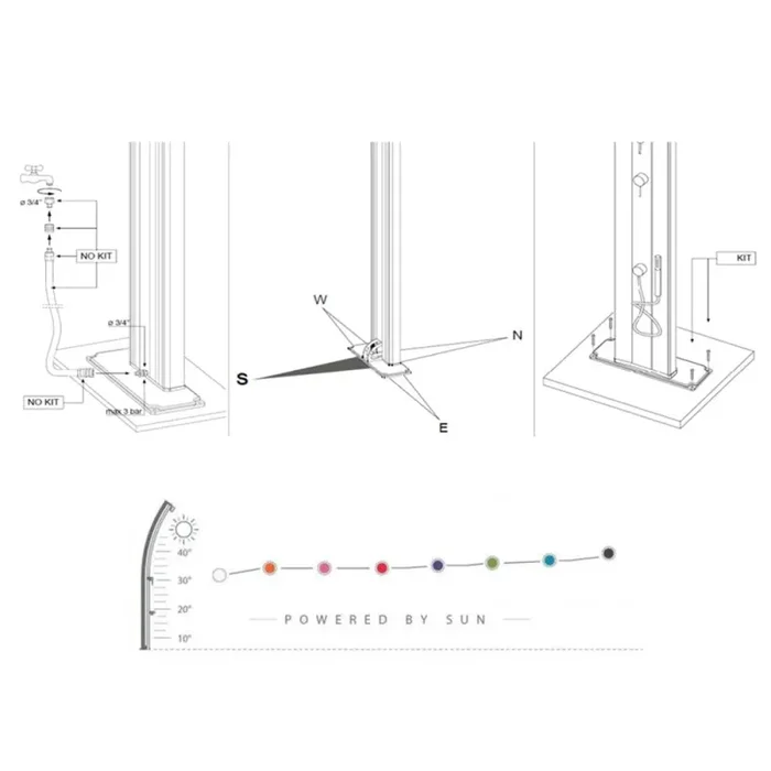 Doccia Solare da Giardino 25L Miscelatore e Lavapiedi Arkema Jolly S Arancio - immagine 3