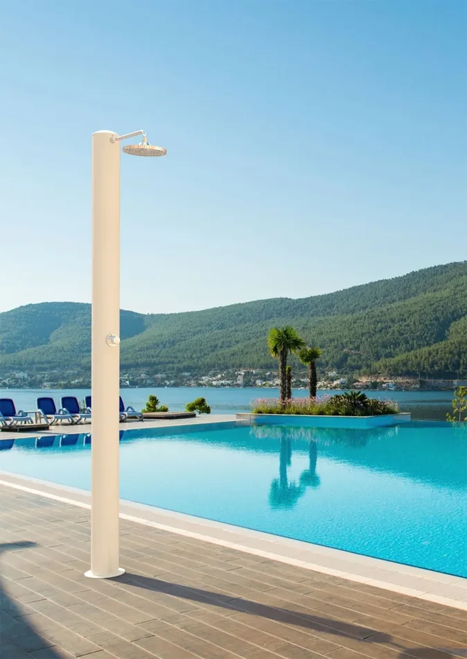 Doccia Solare da Giardino 28 L Soffione Eco Rain e Miscelatore Temporizzato Tevere TB Bianco Perla - immagine 2